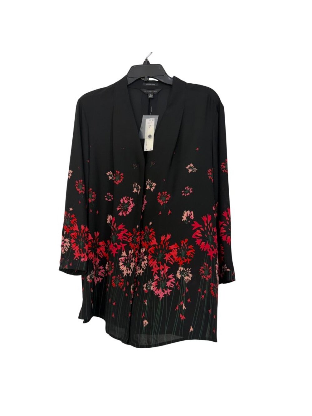 Caroline Investments Floral Print Long Sleeve Button Up Blouse Womens Size XL